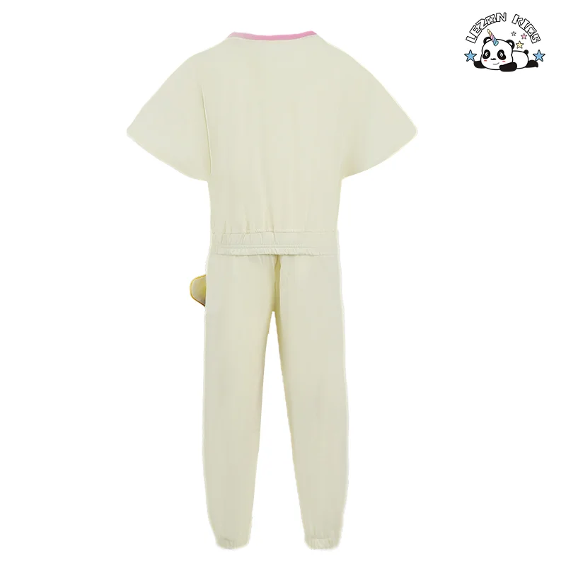 LEZONKIDS - OEM Customizable Kids New Outfit Rainbow Sunflower T-shirt Girls Casual Suit Short Sleeves Two-piece Set